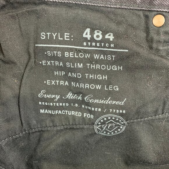 J Crew Mens Pants 36 Black Denim Jeans 484 Stretch Slim Tapered Luxury 36x27 - Picture 8 of 13